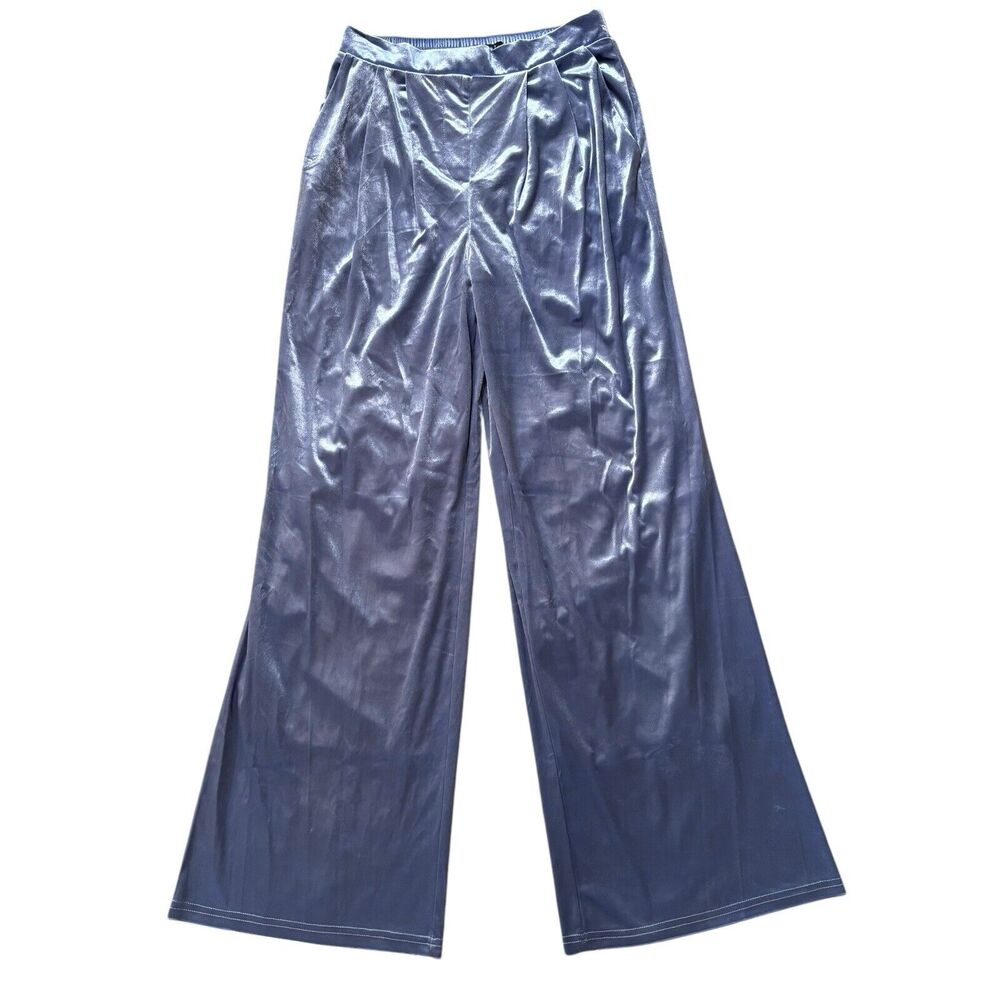 Christian LaCroix Velvet Wide Leg Lounge Pants Ice Blue Gray Small NWT NEW